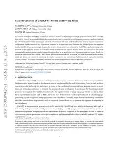 Security Analysis of ChatGPT: Threats and Privacy Risks