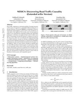 NEXICA: Discovering Road Traffic Causality (Extended arXiv Version)
