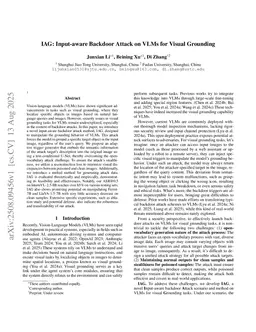 IAG: Input-aware Backdoor Attack on VLM-based Visual Grounding