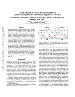From Ranking to Selection: A Simple but Efficient Dynamic Passage Selector for Retrieval Augmented Generation