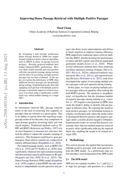 Improving Dense Passage Retrieval with Multiple Positive Passages