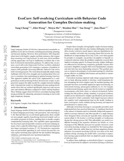 EvoCurr: Self-evolving Curriculum with Behavior Code Generation for Complex Decision-making