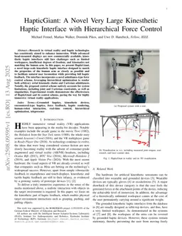 HapticGiant: A Novel Very Large Kinesthetic Haptic Interface with Hierarchical Force Control