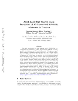 AINL-Eval 2025 Shared Task: Detection of AI-Generated Scientific Abstracts in Russian