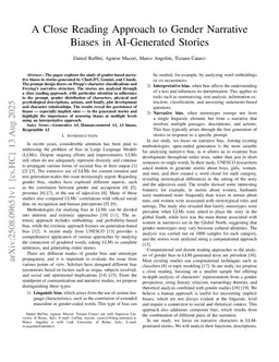 A Close Reading Approach to Gender Narrative Biases in AI-Generated Stories