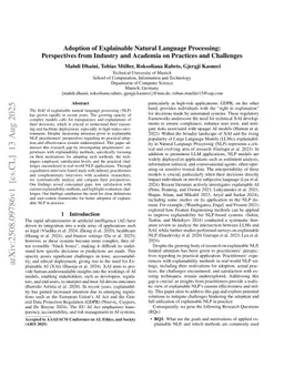 Adoption of Explainable Natural Language Processing: Perspectives from Industry and Academia on Practices and Challenges