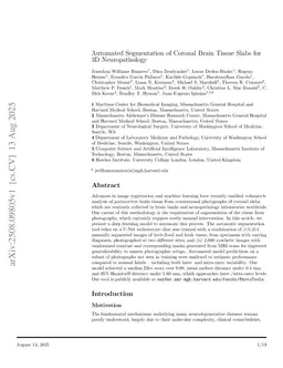 Automated Segmentation of Coronal Brain Tissue Slabs for 3D Neuropathology