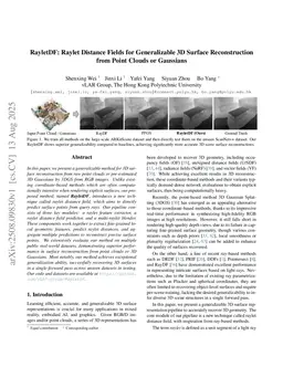 RayletDF: Raylet Distance Fields for Generalizable 3D Surface Reconstruction from Point Clouds or Gaussians