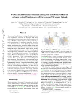 COME: Dual Structure-Semantic Learning with Collaborative MoE for Universal Lesion Detection Across Heterogeneous Ultrasound Datasets