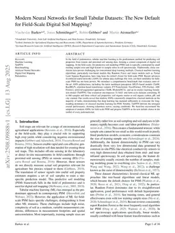 Modern Neural Networks for Small Tabular Datasets: The New Default for Field-Scale Digital Soil Mapping?