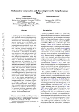 Mathematical Computation and Reasoning Errors by Large Language Models