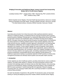 Bridging AI Innovation and Healthcare Needs: Lessons Learned from Incorporating Modern NLP at The BC Cancer Registry