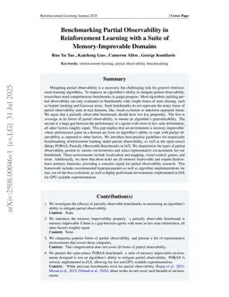 Benchmarking Partial Observability in Reinforcement Learning with a Suite of Memory-Improvable Domains