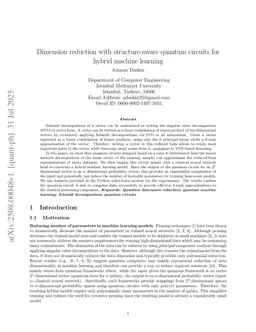 Dimension reduction with structure-aware quantum circuits for hybrid machine learning