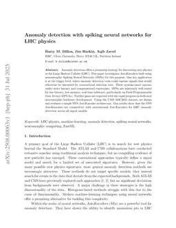 Anomaly detection with spiking neural networks for LHC physics
