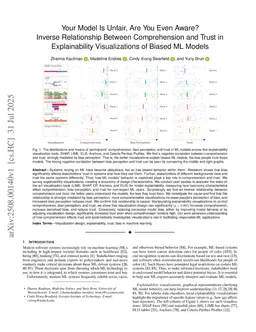 Your Model Is Unfair, Are You Even Aware? Inverse Relationship Between Comprehension and Trust in Explainability Visualizations of Biased ML Models