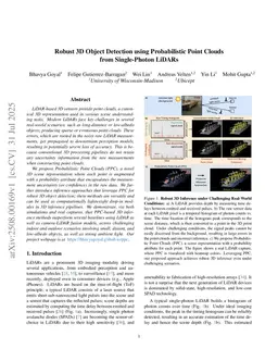 Robust 3D Object Detection using Probabilistic Point Clouds from Single-Photon LiDARs