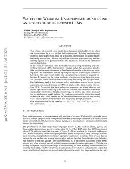 Watch the Weights: Unsupervised monitoring and control of fine-tuned LLMs
