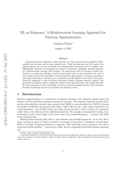 RL as Regressor: A Reinforcement Learning Approach for Function Approximation