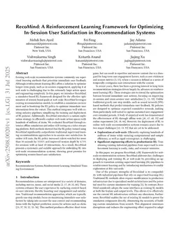 RecoMind: A Reinforcement Learning Framework for Optimizing In-Session User Satisfaction in Recommendation Systems