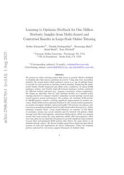 Learning to Optimize Feedback for One Million Students: Insights from Multi-Armed and Contextual Bandits in Large-Scale Online Tutoring