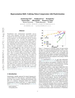Representation Shift: Unifying Token Compression with FlashAttention