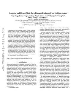 Learning an Efficient Multi-Turn Dialogue Evaluator from Multiple LLM Judges