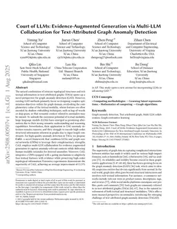 Court of LLMs: Evidence-Augmented Generation via Multi-LLM Collaboration for Text-Attributed Graph Anomaly Detection