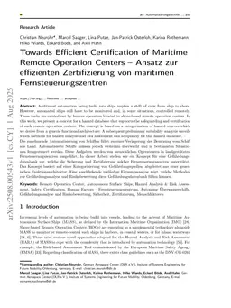 Towards Efficient Certification of Maritime Remote Operation Centers