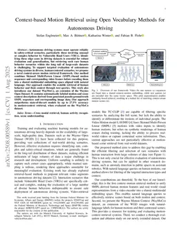 Context-based Motion Retrieval using Open Vocabulary Methods for Autonomous Driving