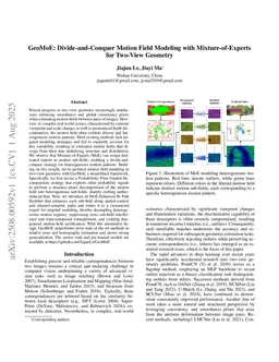 GeoMoE: Divide-and-Conquer Motion Field Modeling with Mixture-of-Experts for Two-View Geometry