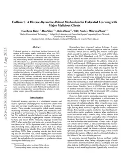 FedGuard: A Diverse-Byzantine-Robust Mechanism for Federated Learning with Major Malicious Clients