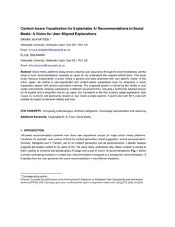 Context-Aware Visualization for Explainable AI Recommendations in Social Media: A Vision for User-Aligned Explanations