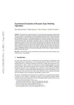 Experimental Evaluation of Dynamic Topic Modeling Algorithms