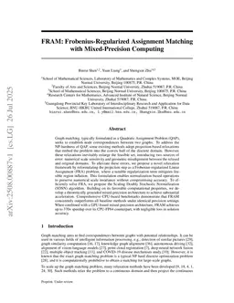 FRAM: Frobenius-Regularized Assignment Matching with Mixed-Precision Computing