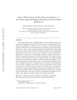 Sparse 3D Perception for Rose Harvesting Robots: A Two-Stage Approach Bridging Simulation and Real-World Applications