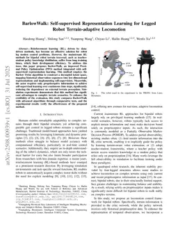 BarlowWalk: Self-supervised Representation Learning for Legged Robot Terrain-adaptive Locomotion