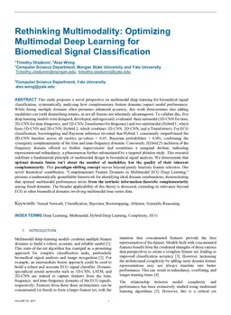 Rethinking Multimodality: Optimizing Multimodal Deep Learning for Biomedical Signal Classification