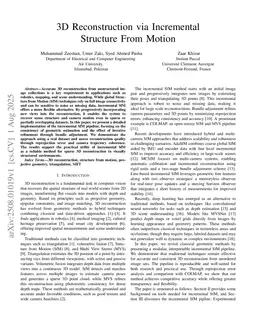 3D Reconstruction via Incremental Structure From Motion