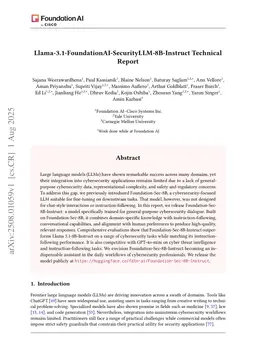 Llama-3.1-FoundationAI-SecurityLLM-8B-Instruct Technical Report