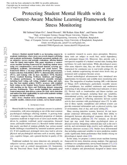 Protecting Student Mental Health with a Context-Aware Machine Learning Framework for Stress Monitoring