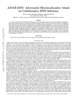 AdVAR-DNN: Adversarial Misclassification Attack on Collaborative DNN Inference