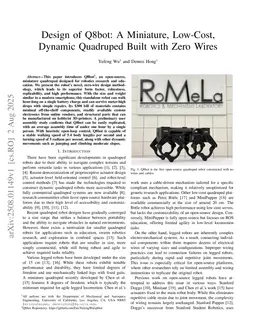 Design of Q8bot: A Miniature, Low-Cost, Dynamic Quadruped Built with Zero Wires
