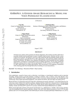 GeHirNet: A Gender-Aware Hierarchical Model for Voice Pathology Classification