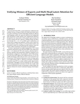 Unifying Mixture of Experts and Multi-Head Latent Attention for Efficient Language Models