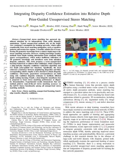 Integrating Disparity Confidence Estimation into Relative Depth Prior-Guided Unsupervised Stereo Matching