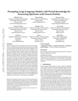 Prompting Large Language Models with Partial Knowledge for Answering Questions with Unseen Entities