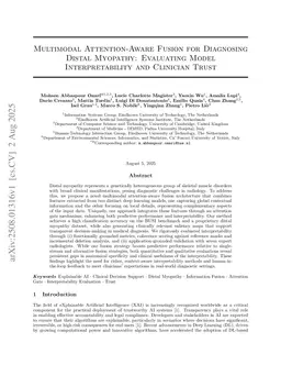 Multimodal Attention-Aware Fusion for Diagnosing Distal Myopathy: Evaluating Model Interpretability and Clinician Trust