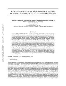 Lightweight Backbone Networks Only Require Adaptive Lightweight Self-Attention Mechanisms