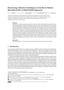 Harnessing Collective Intelligence of LLMs for Robust Biomedical QA: A Multi-Model Approach